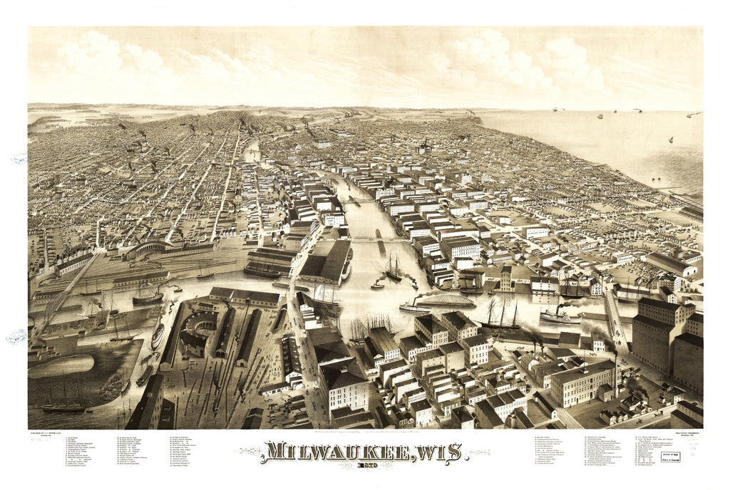 Vintage Map of MIlwaukee, Wisconsin 1879