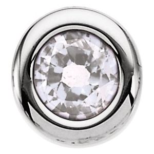 14K White Gold 4 mm Imitation White Cubic Zirconia Pendant