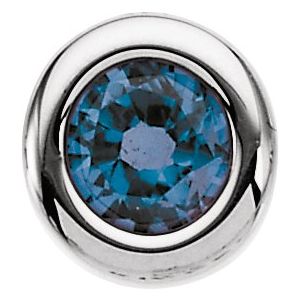 14K White Gold 4 mm Imitation Blue Zircon Pendant
