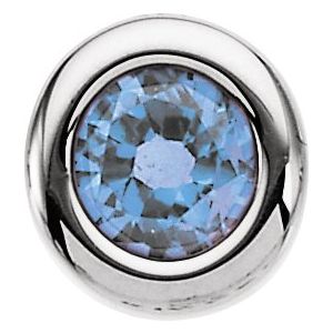 14K White Gold 4 mm Imitation Aquamarine Pendant