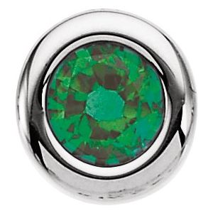 14K White Gold 4 mm Imitation Emerald Pendant