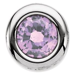 14K White Gold 4 mm Imitation Pink Tourmaline Pendant