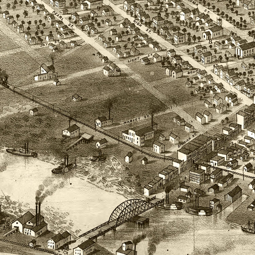 Vintage Map of Oshkosh, Wisconsin 1867