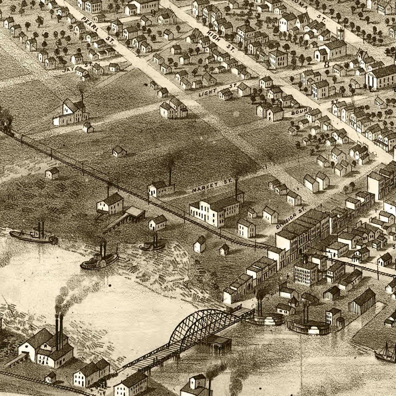 Vintage Map of Oshkosh, Wisconsin 1867