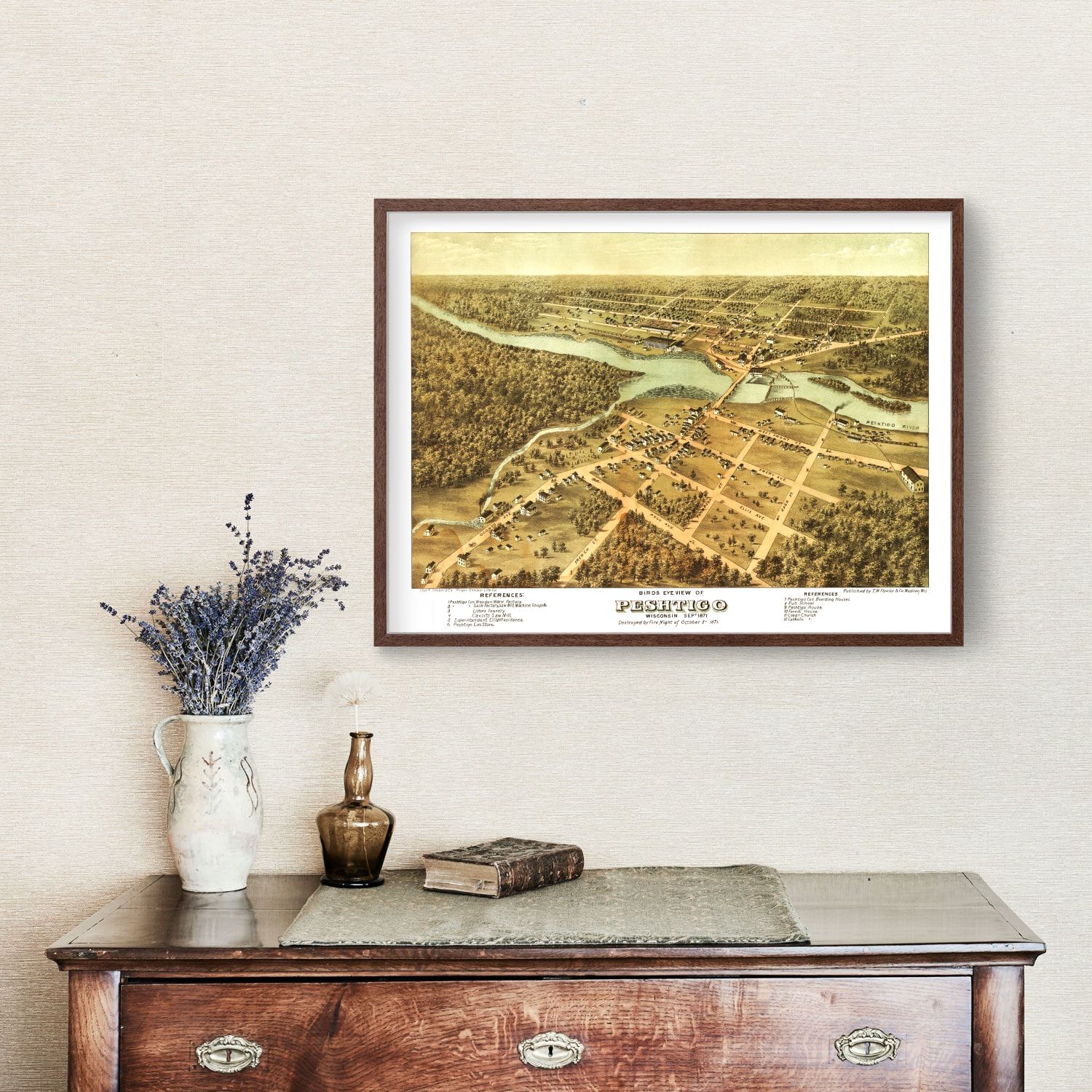 Vintage Map of Peshtigo, Wisconsin 1871