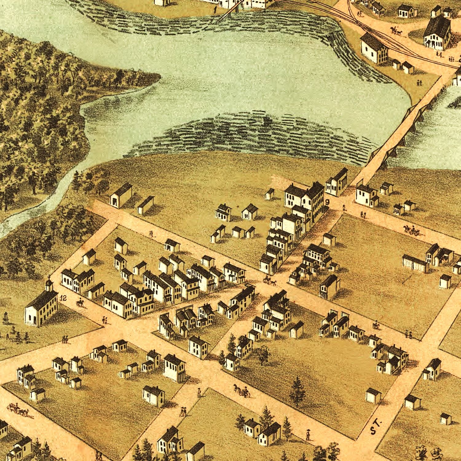 Vintage Map of Peshtigo, Wisconsin 1871