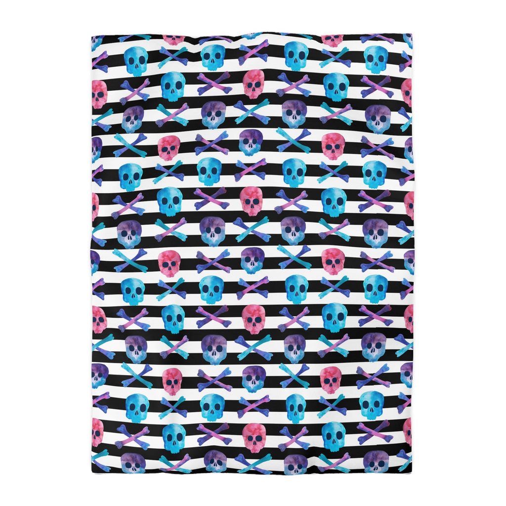 "Skulls and Stripes" Microfiber Duvet Cover