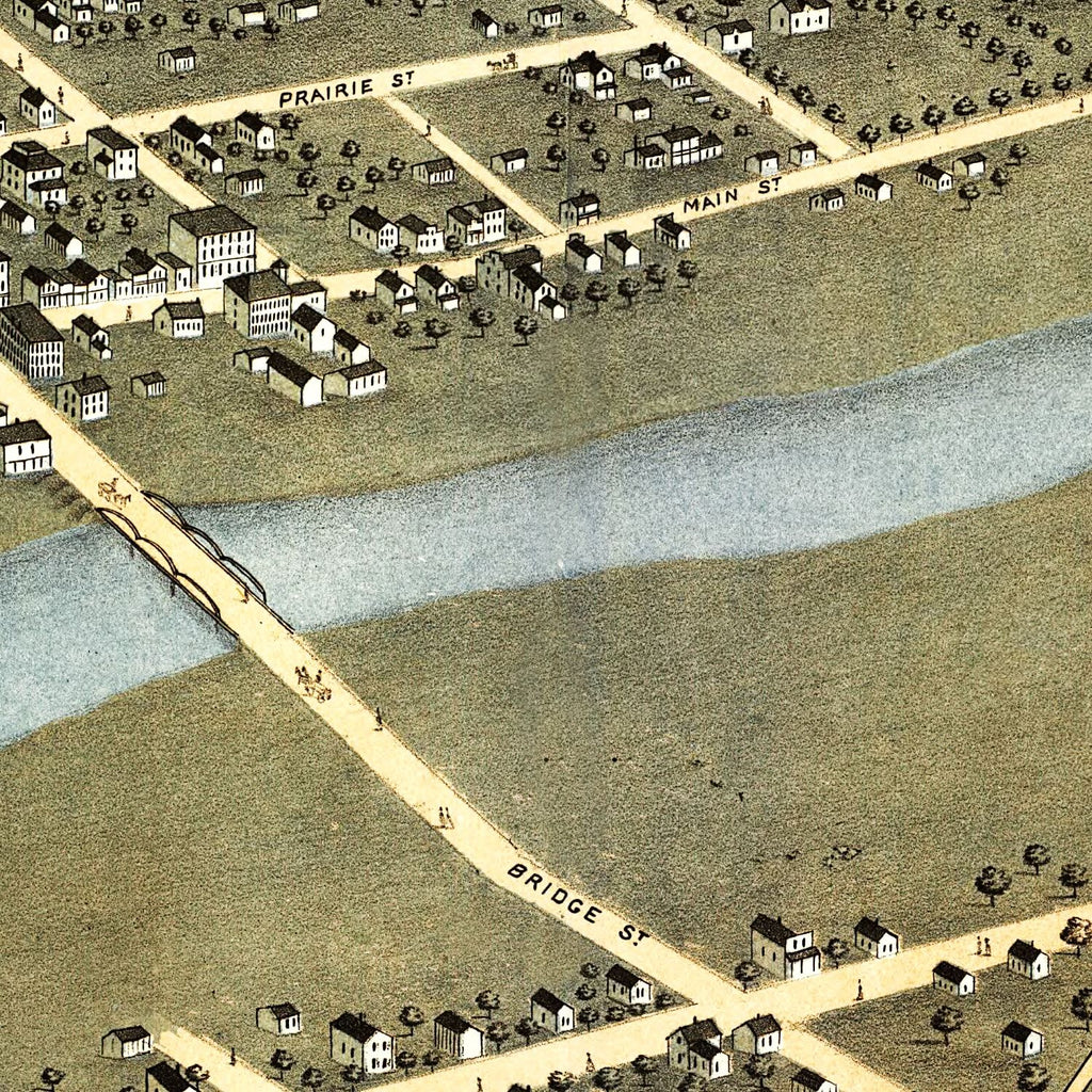 Vintage Map of Prairie du Chien, Wisconsin 1870
