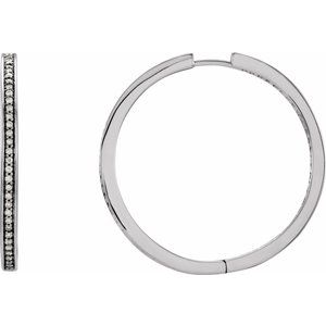 14K Yellow Gold 3/8 CTW Natural Diamond Inside-Outside 23.5 mm Hoop Earrings – image 3