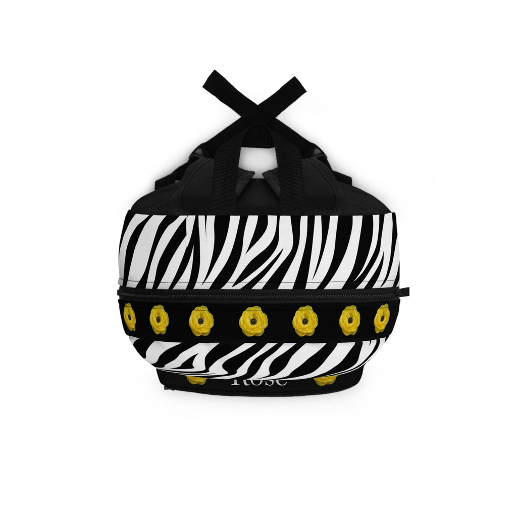 Yellow Floral Zebra Backpack, Trendy Book Bag, Unique School Bag, Personalized Travel Backpack, Chic Everyday Carryall