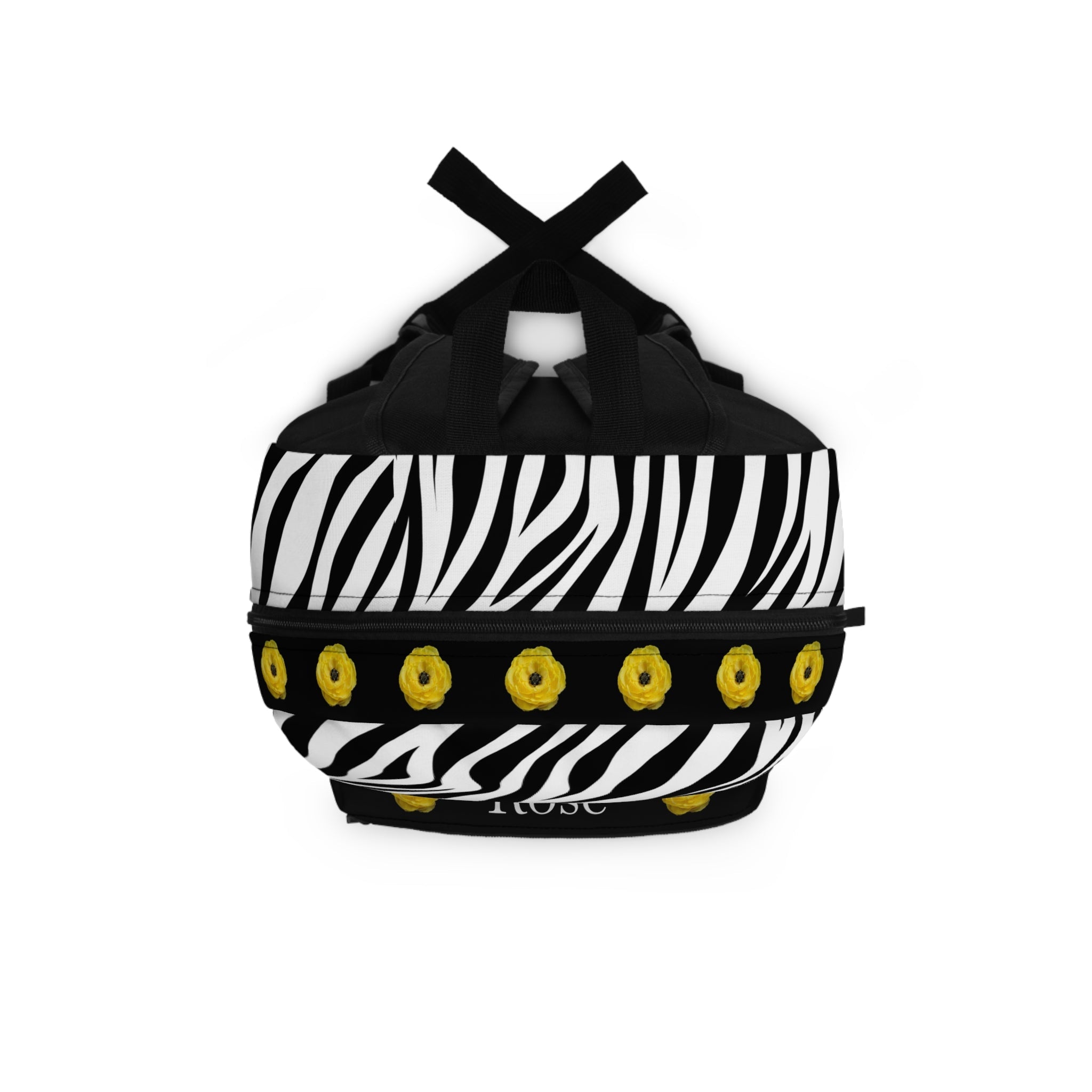 Yellow Floral Zebra Backpack, Trendy Book Bag, Unique School Bag, Personalized Travel Backpack, Chic Everyday Carryall