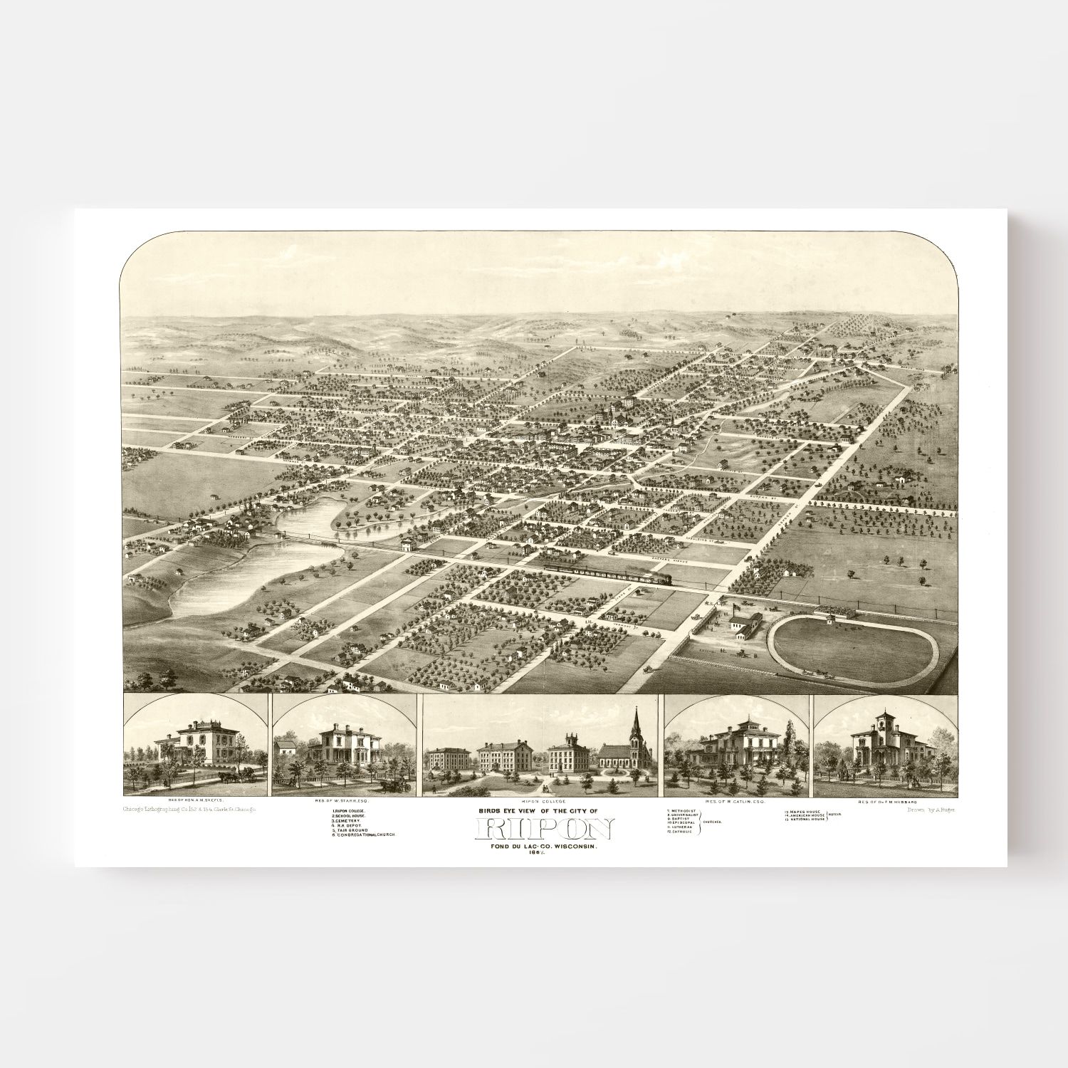 Vintage Map of Ripon, Wisconsin 1867