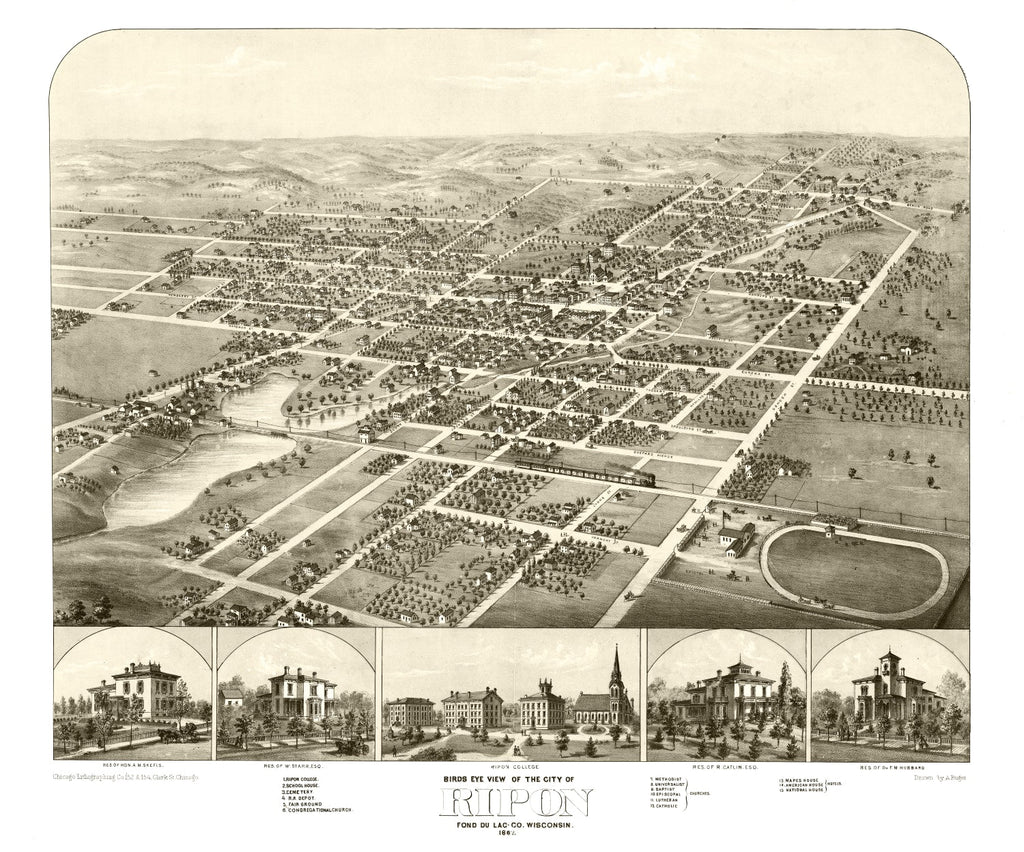 Vintage Map of Ripon, Wisconsin 1867