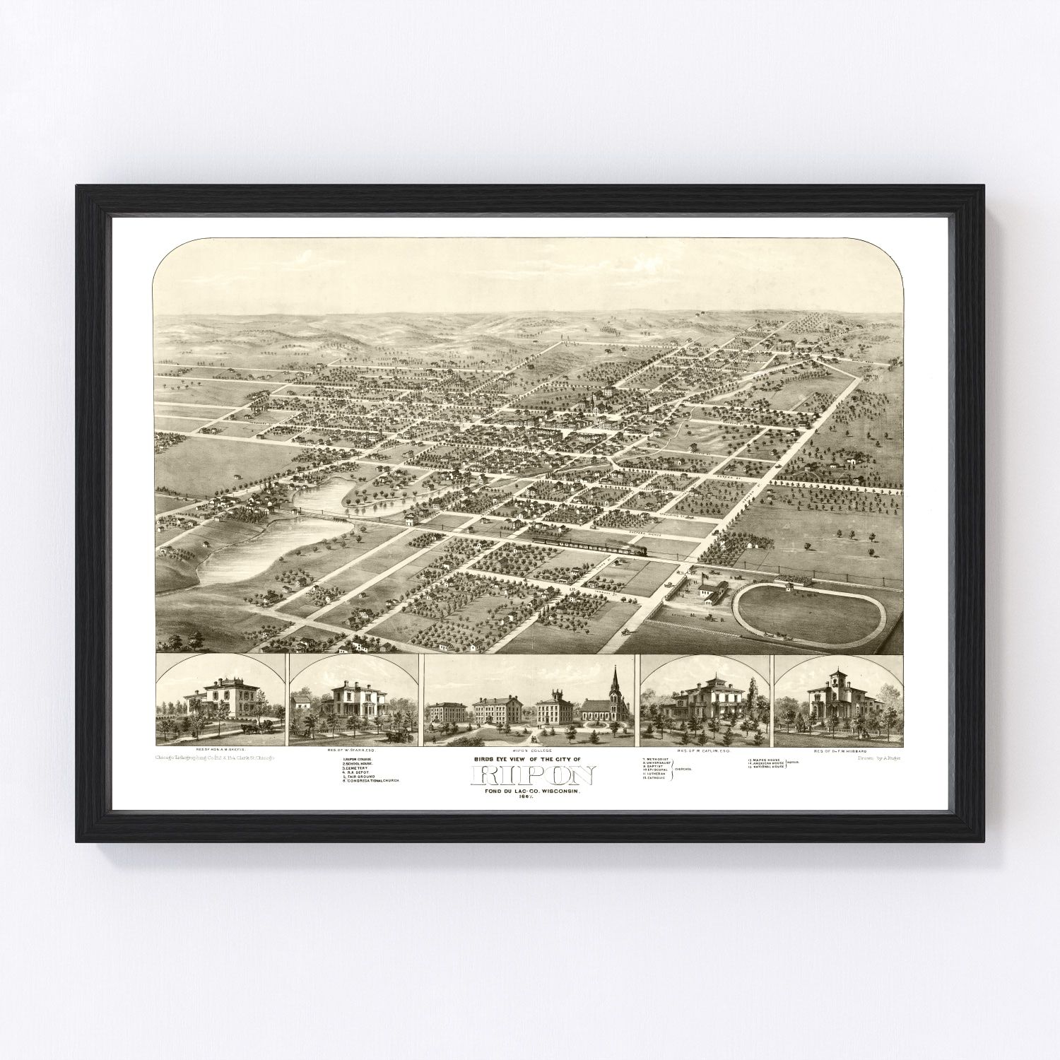 Vintage Map of Ripon, Wisconsin 1867