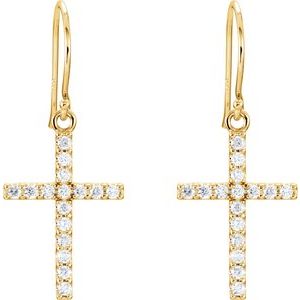 14K Yellow Gold 1/2 CTW Natural Diamond Cross Earrings – image 2