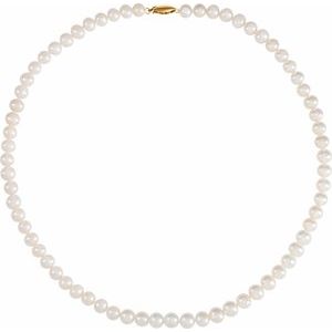 14K Yellow Gold Pansche® Cultured White Freshwater Potato Pearl 18" Necklace