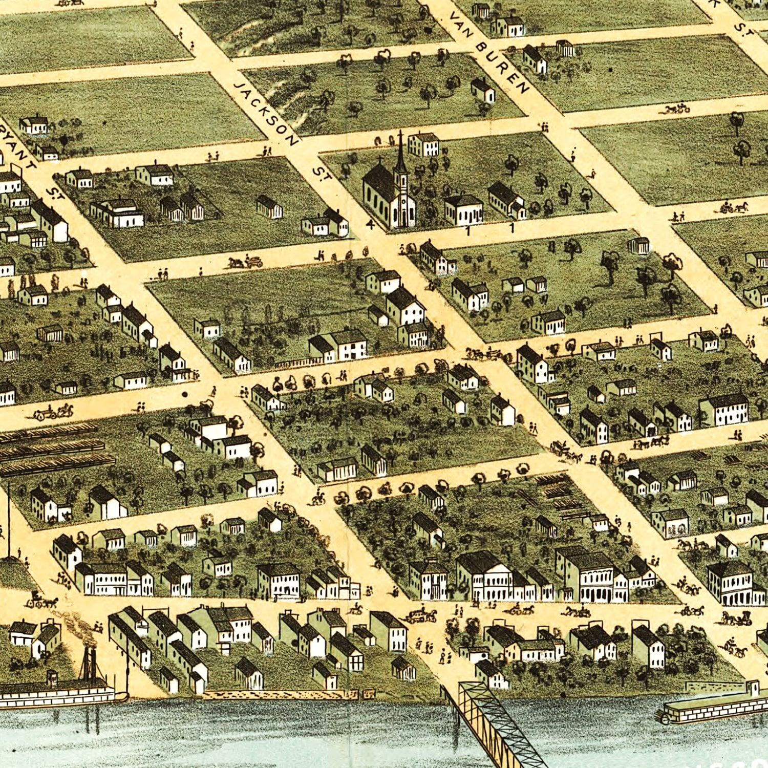 Vintage Map of Sauk City, Wisconsin 1870