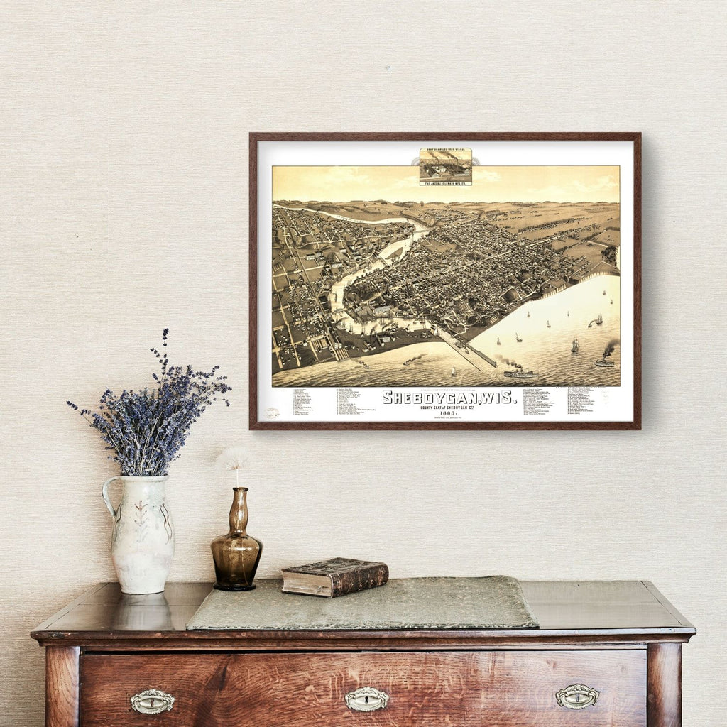 Vintage Map of Sheboygan, Wisconsin 1885