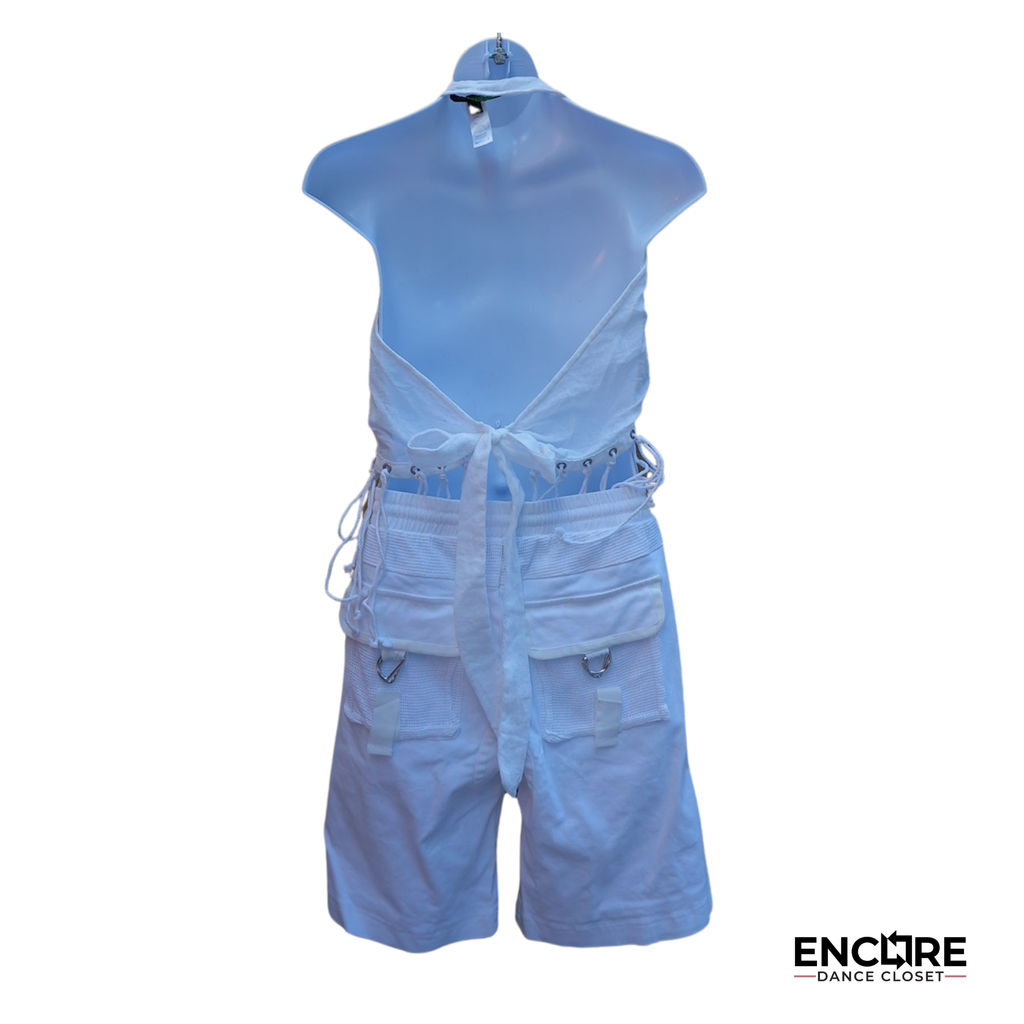 White Cargo Shorts & Halter Top