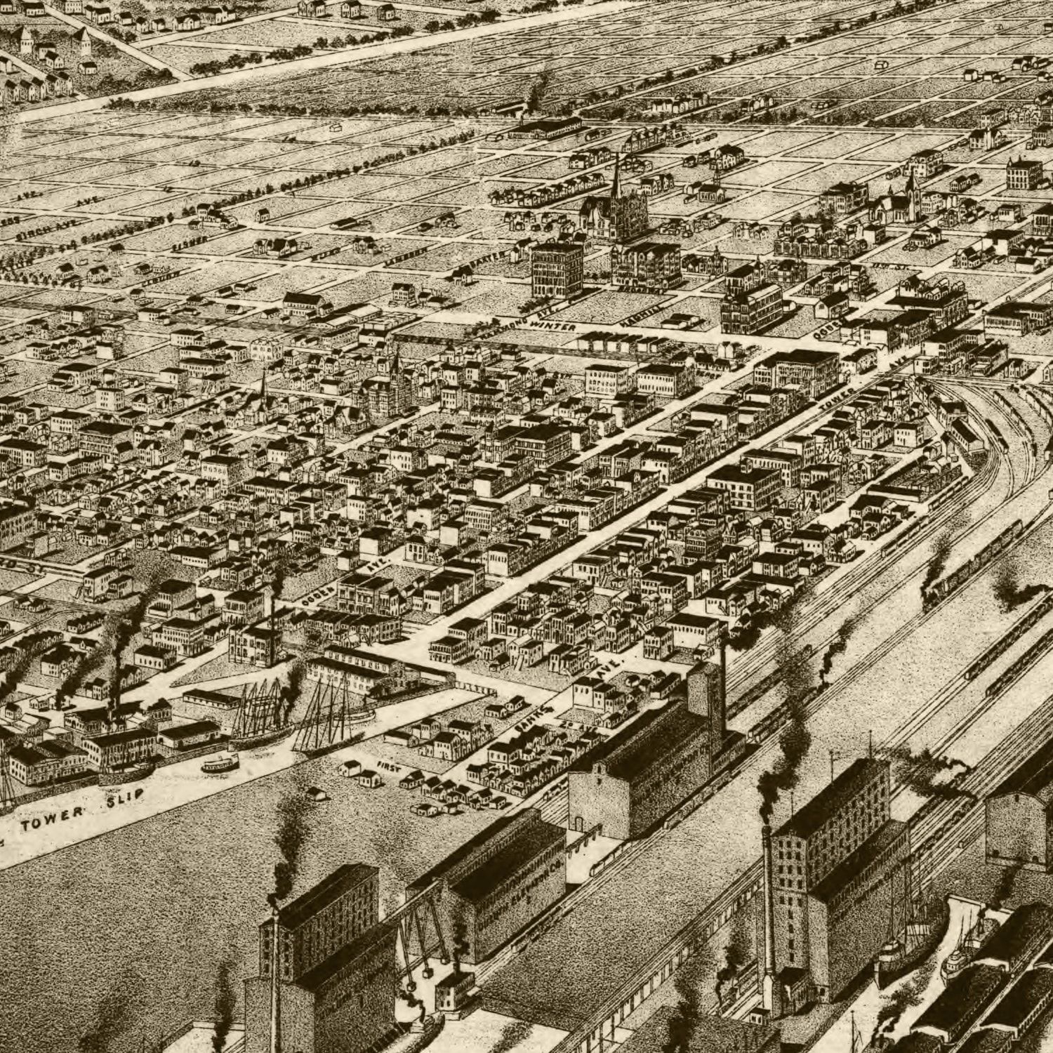 Vintage Map of Superior, Wisconsin 1893