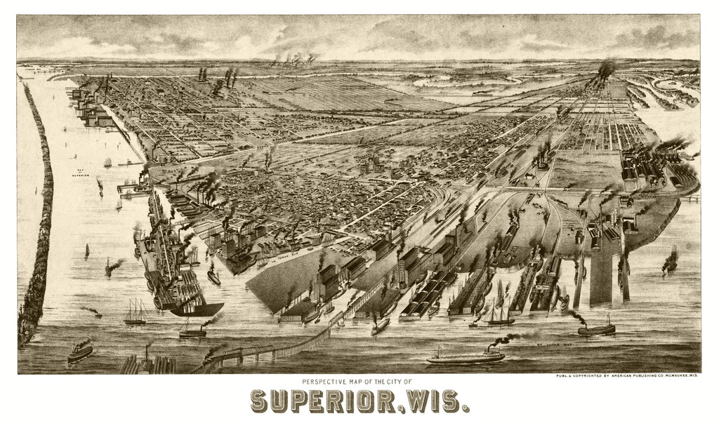 Vintage Map of Superior, Wisconsin 1893