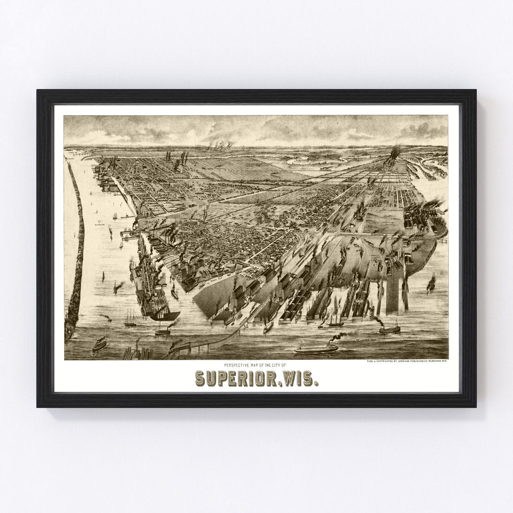 Vintage Map of Superior, Wisconsin 1893