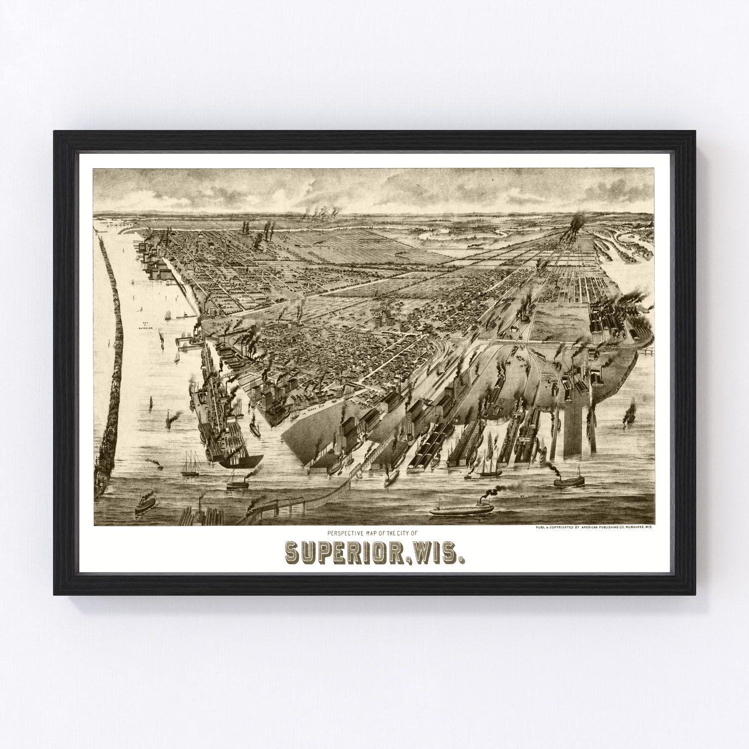 Vintage Map of Superior, Wisconsin 1893