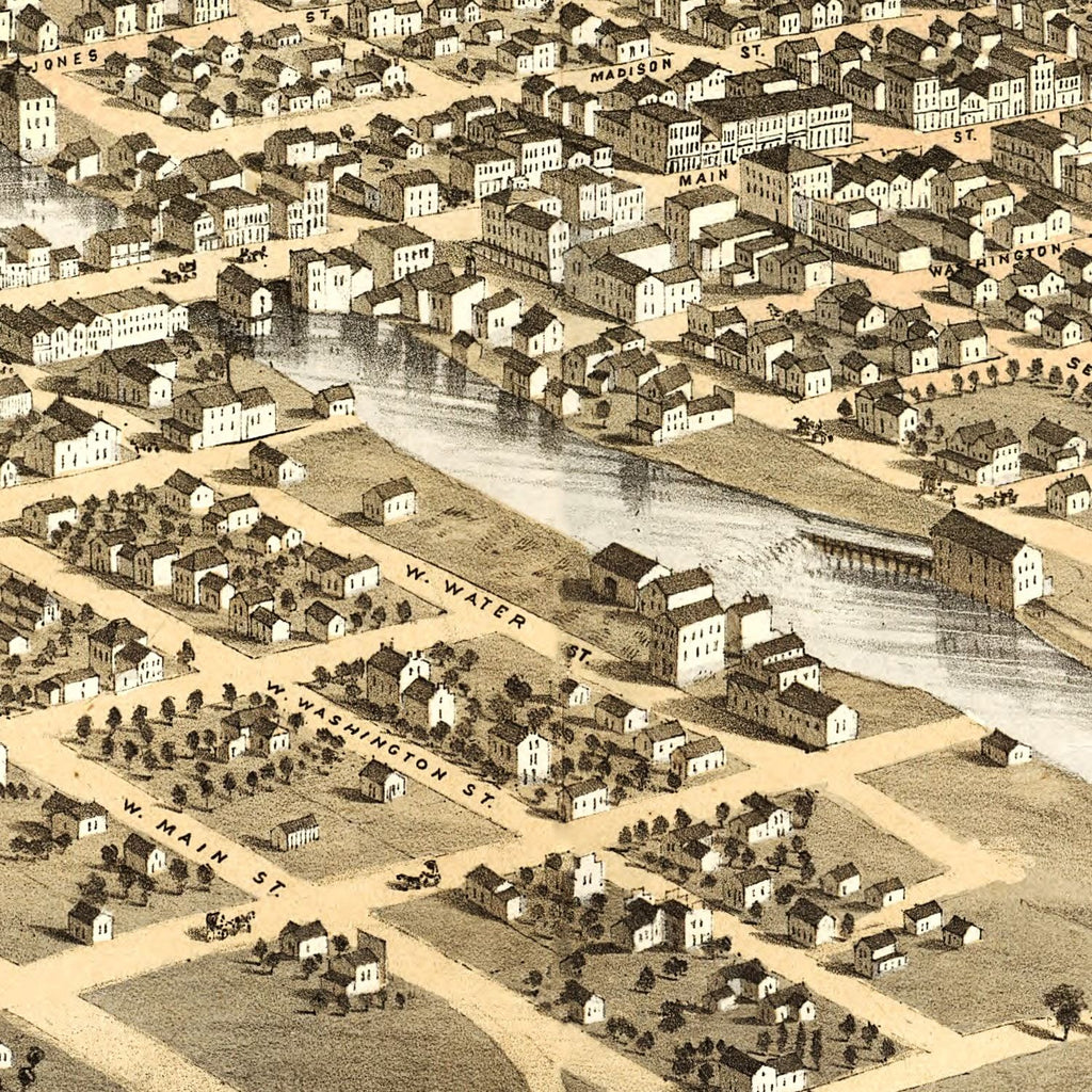 Vintage Map of Watertown, Wisconsin 1867