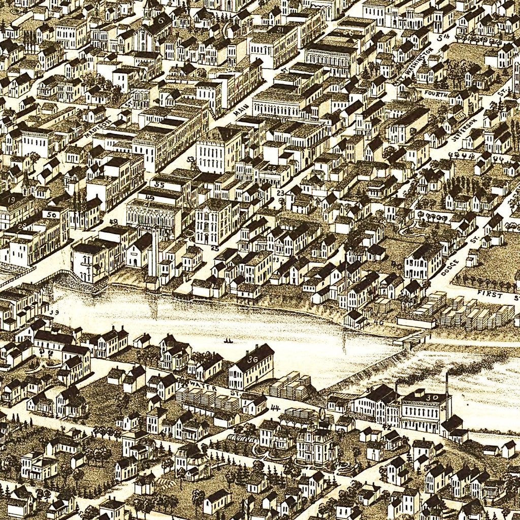 Vintage Map of Watertown, Wisconsin 1885