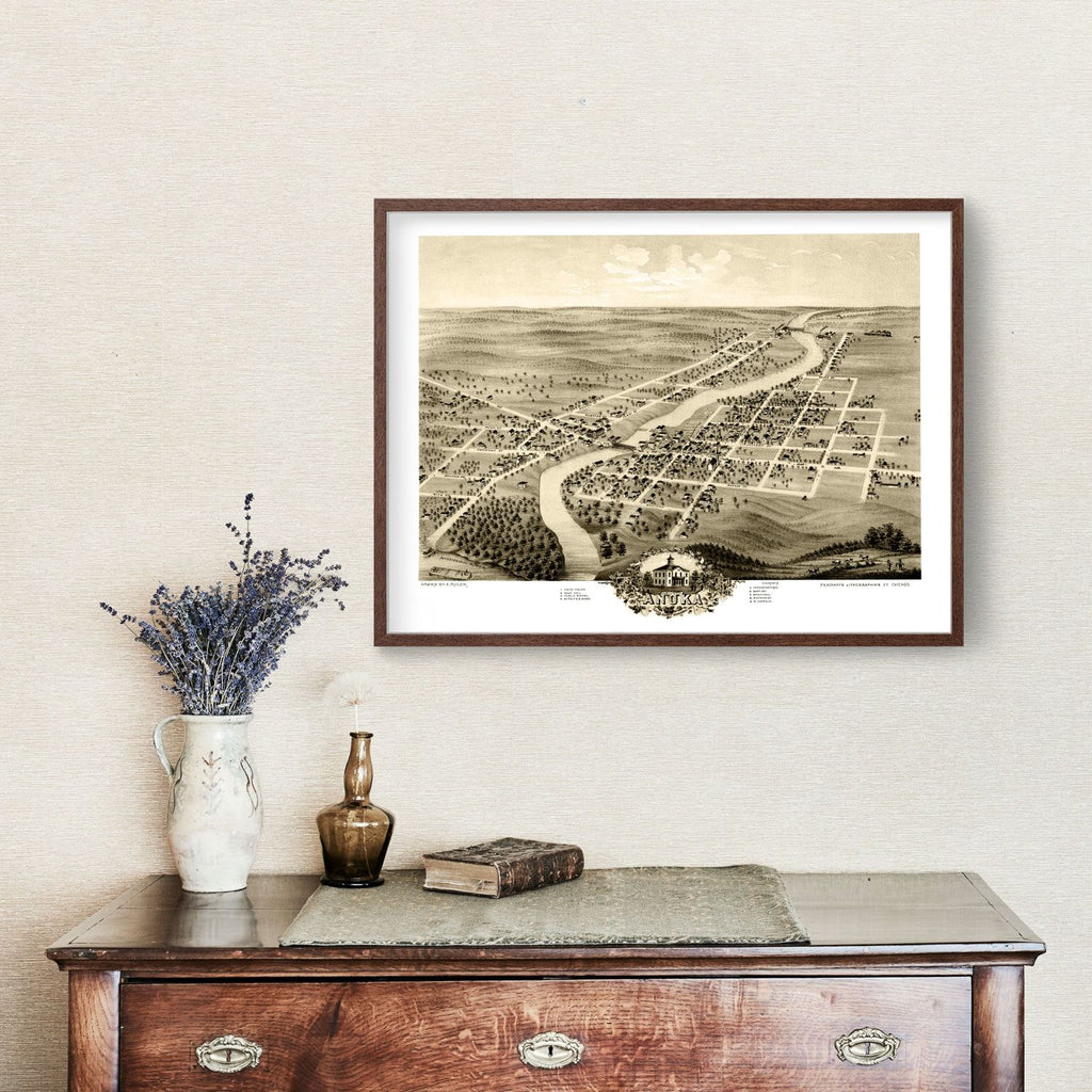 Vintage Map of Anoka, Minnesota 1869
