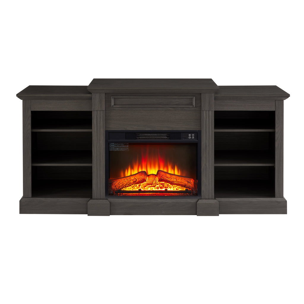 Media Console Table with Large Storage Cabinet,with 23' Fireplace Insert, for TV Up to 70'', Modern TV Media Entertaionment Stand,  Grey