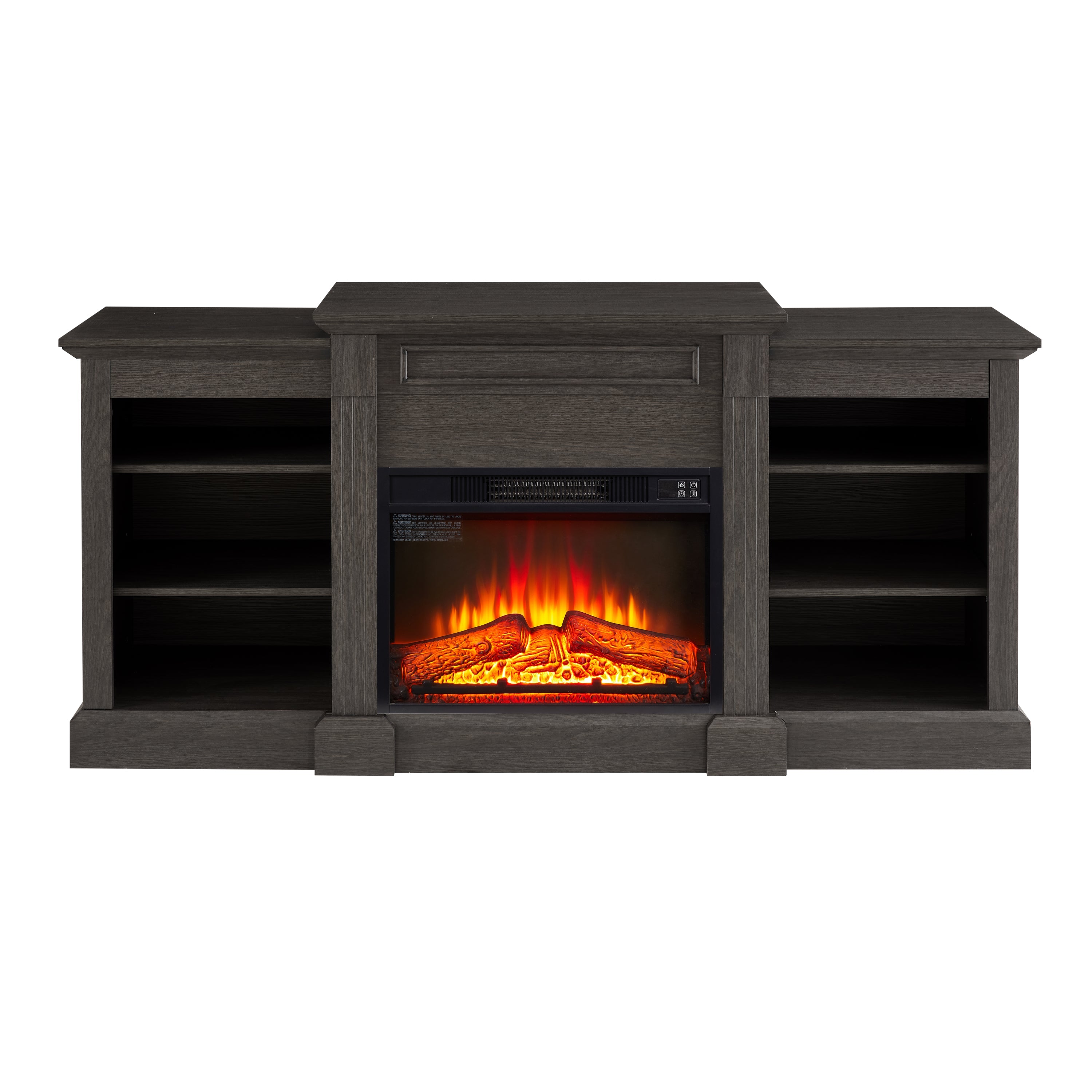 Media Console Table with Large Storage Cabinet,with 23' Fireplace Insert, for TV Up to 70'', Modern TV Media Entertaionment Stand,  Grey