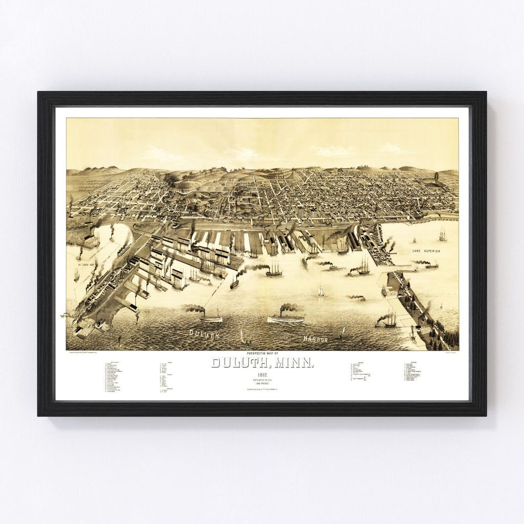 Vintage Map of Duluth, Minnesota 1887