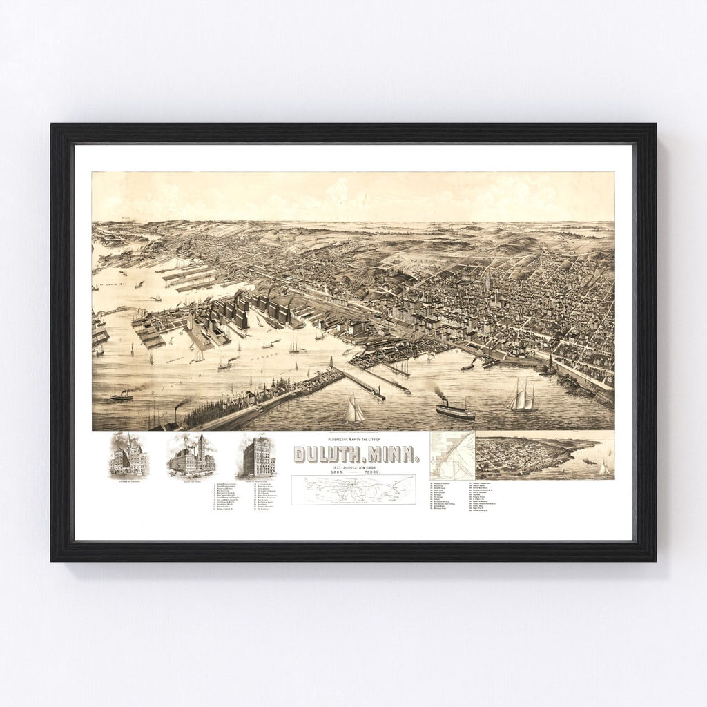 Vintage Map of Duluth, Minnesota 1893