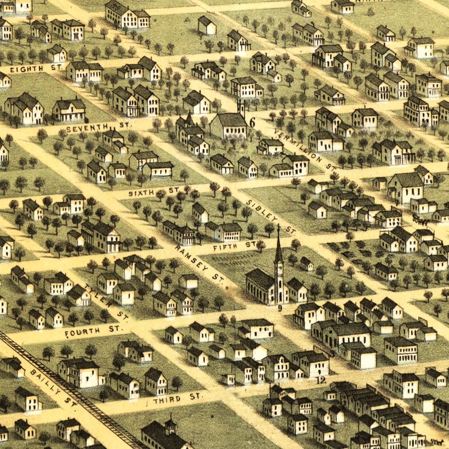 Vintage Map of Hastings, Minnesota 1867