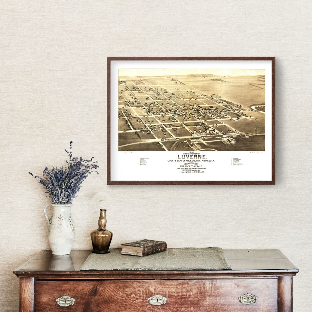 Vintage Map of Luverne, Minnesota 1883