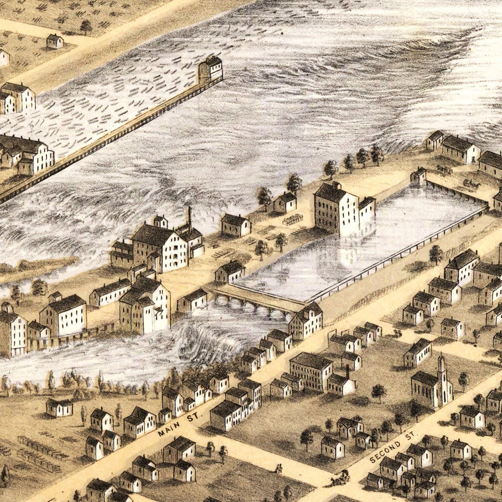 Vintage Map of Minneapolis, Minnesota 1867