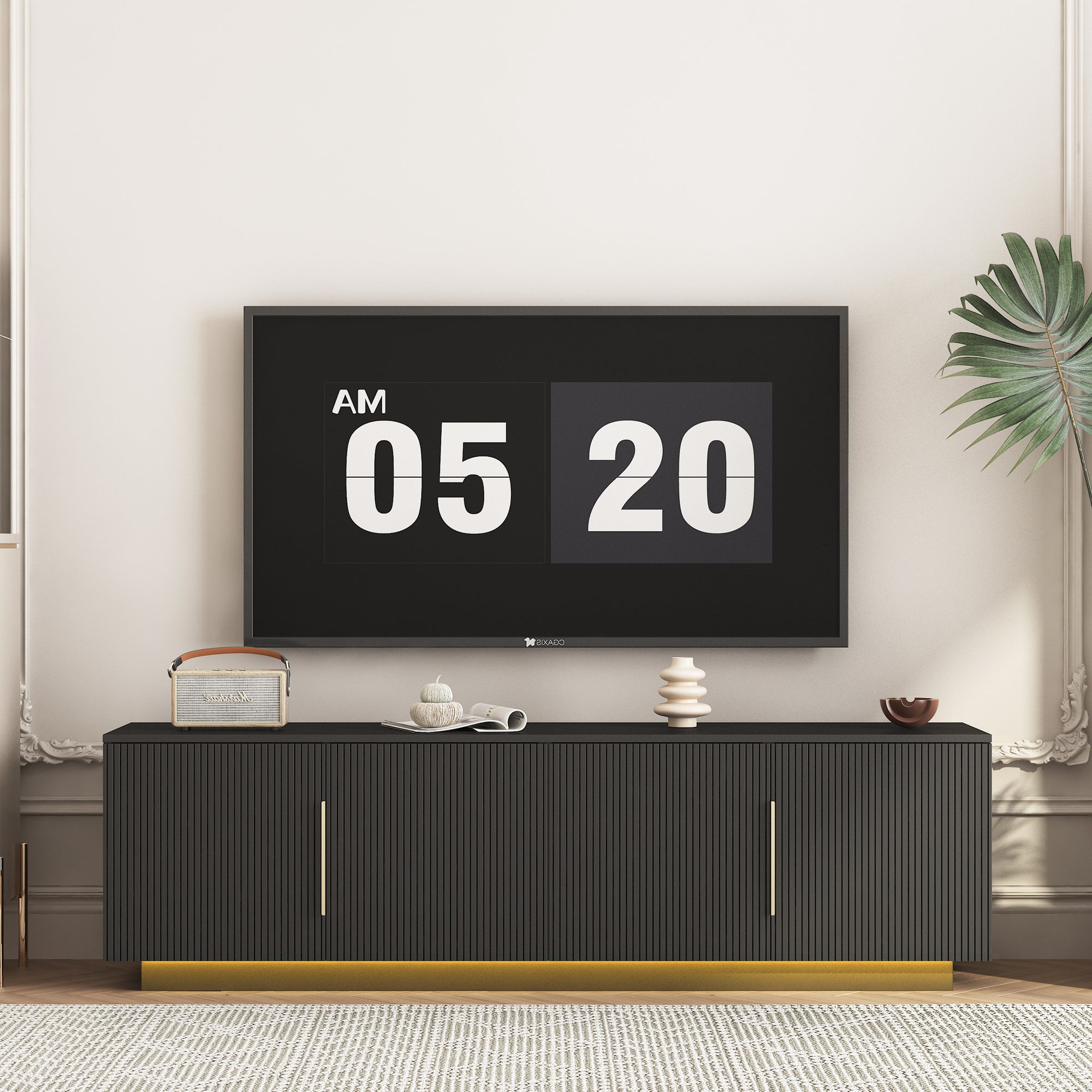 TV Stand  with 16 Color LEDs,68' Modern TV Stand,  TV Cabinet Entertainment Center for 55 60 65 Inch TV
