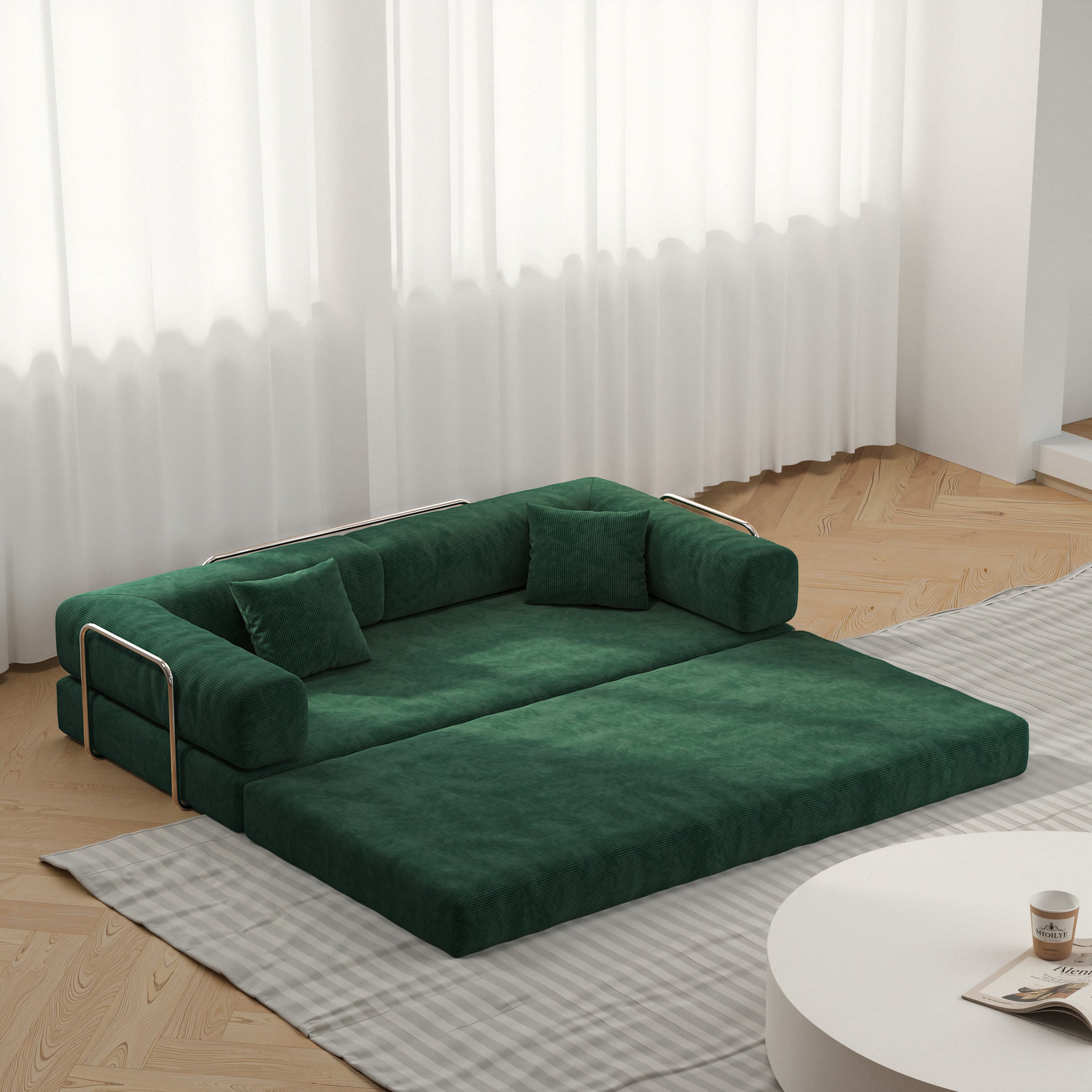 78.8inch  Modular Sectional Sofa, Convertible Pudding Block Sofa, Floor Standing Sofa Bed Arm Comfort Sofa Bed, Compression Sofa for Living Room and Bedroom -  (Green)