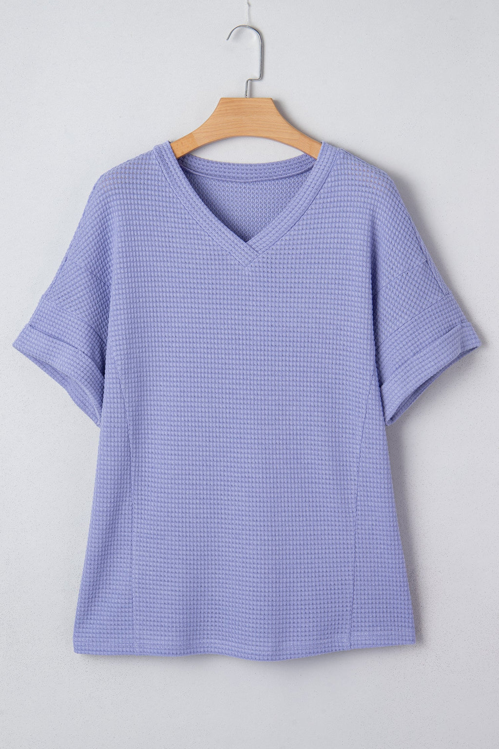 Waffle V-Neck Short Sleeve Knit Top
