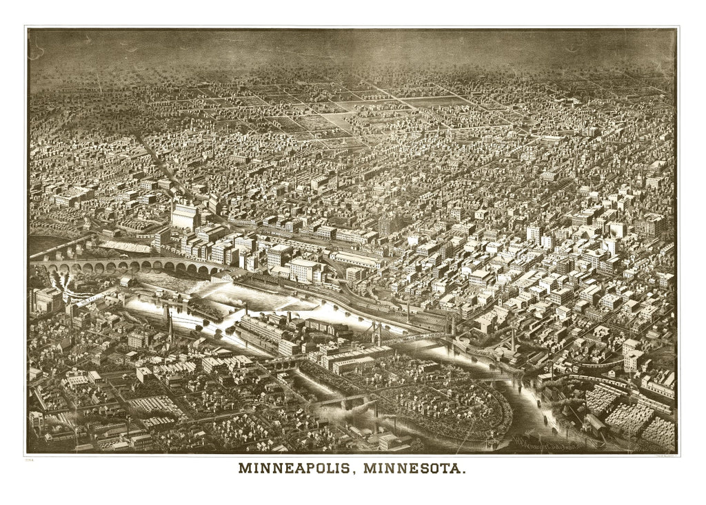 Vintage Map of Minneapolis, Minnesota 1885