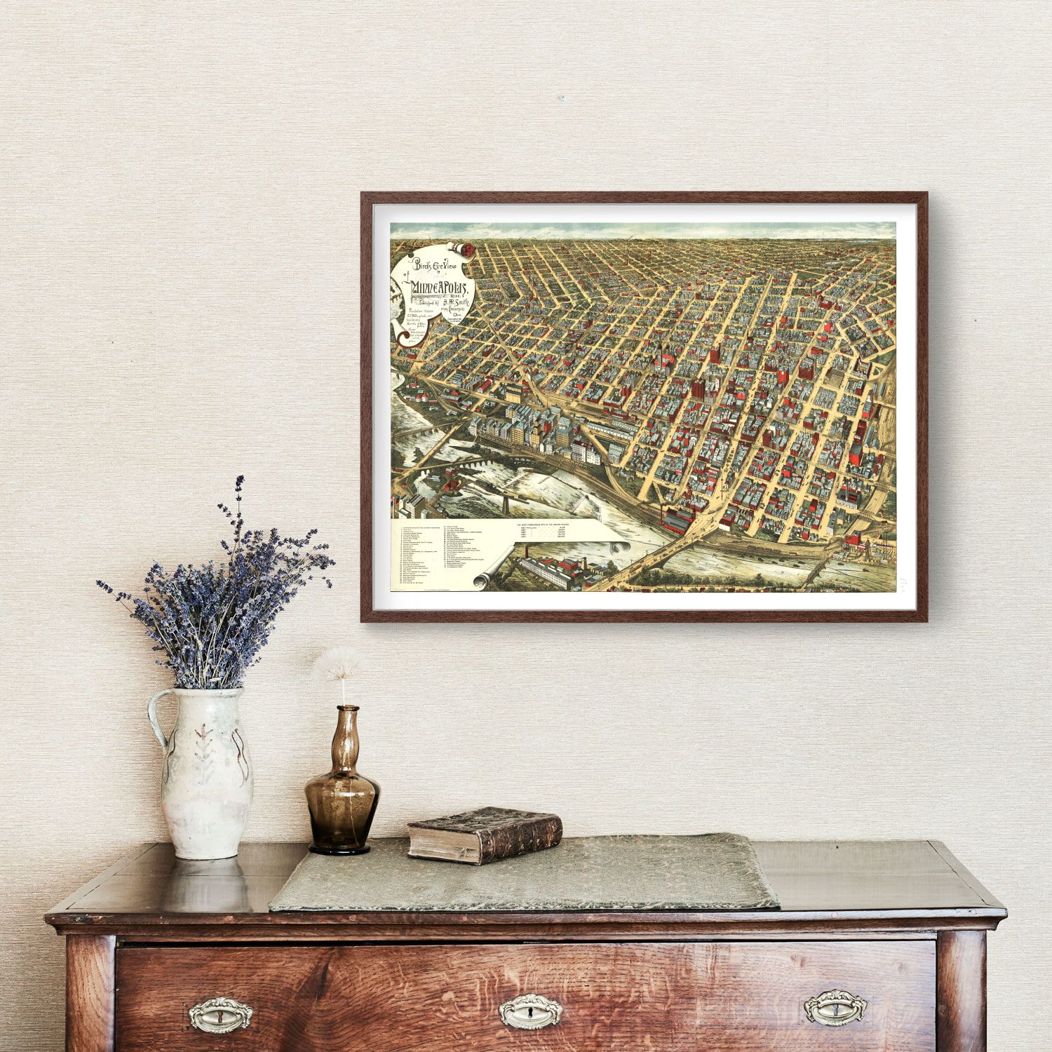 Vintage Map of Minneapolis, Minnesota 1891