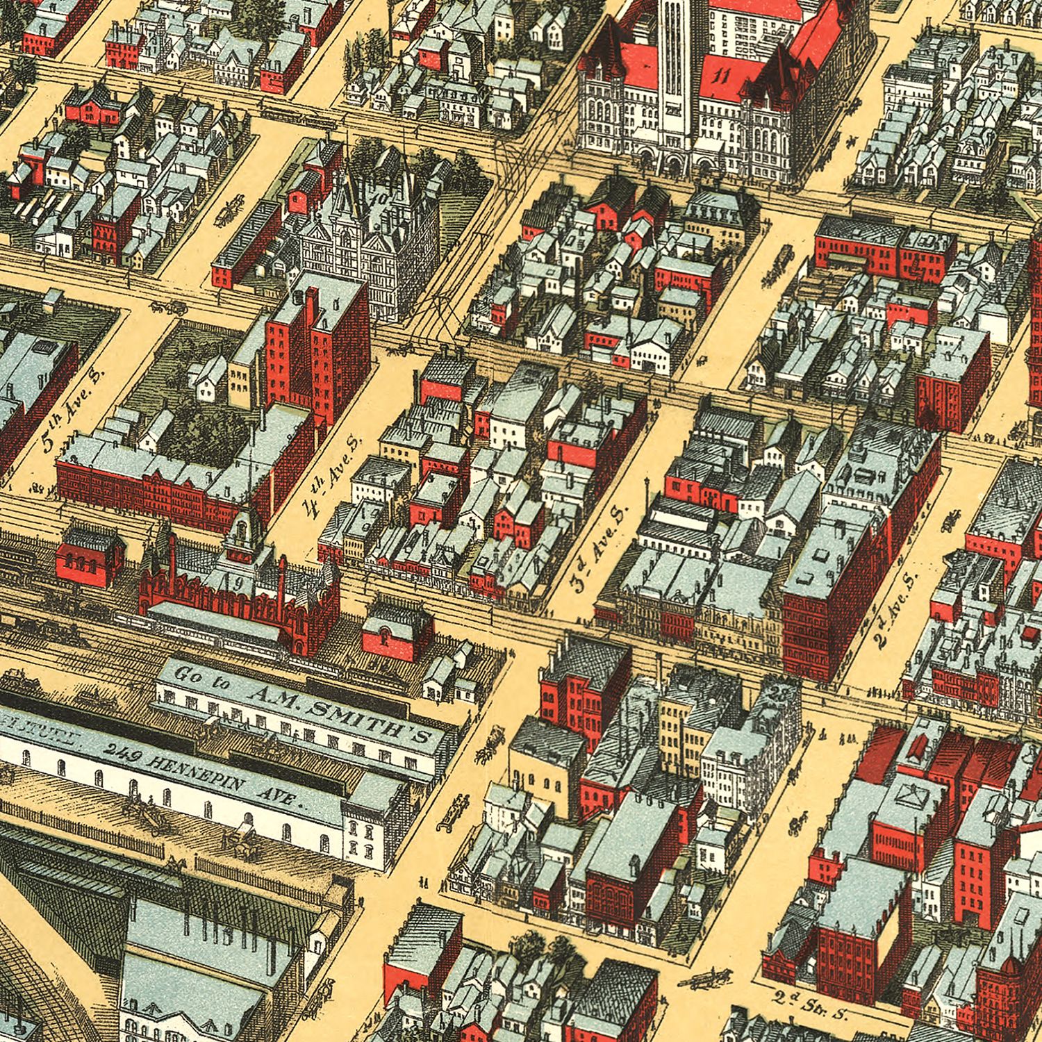 Vintage Map of Minneapolis, Minnesota 1891