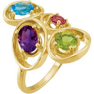 14K Yellow Gold Natural Multi-Gemstone Ring