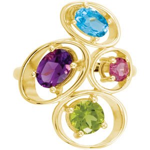 14K Yellow Gold Natural Multi-Gemstone Ring