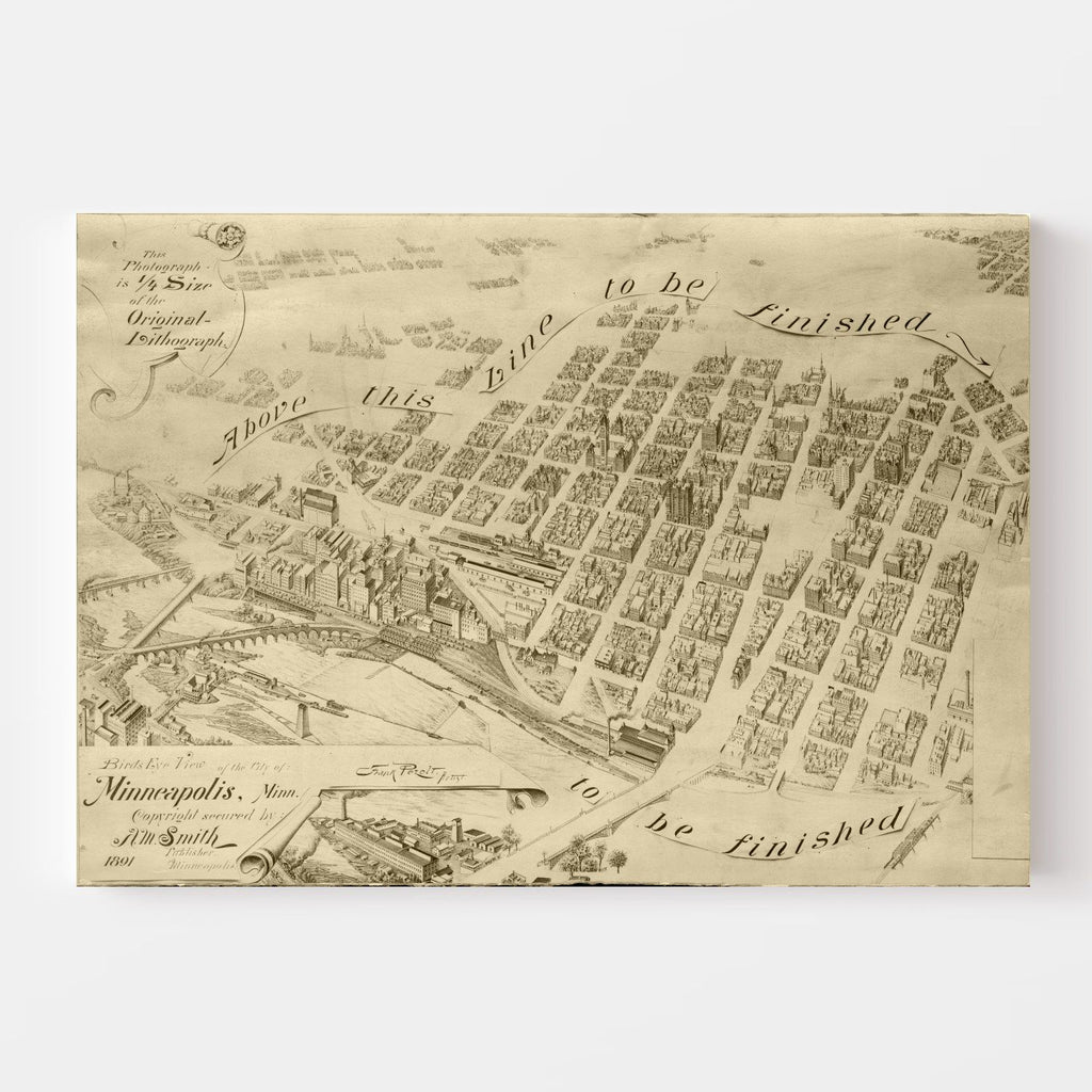 Vintage Map of Minneapolis, Minnesota 1891