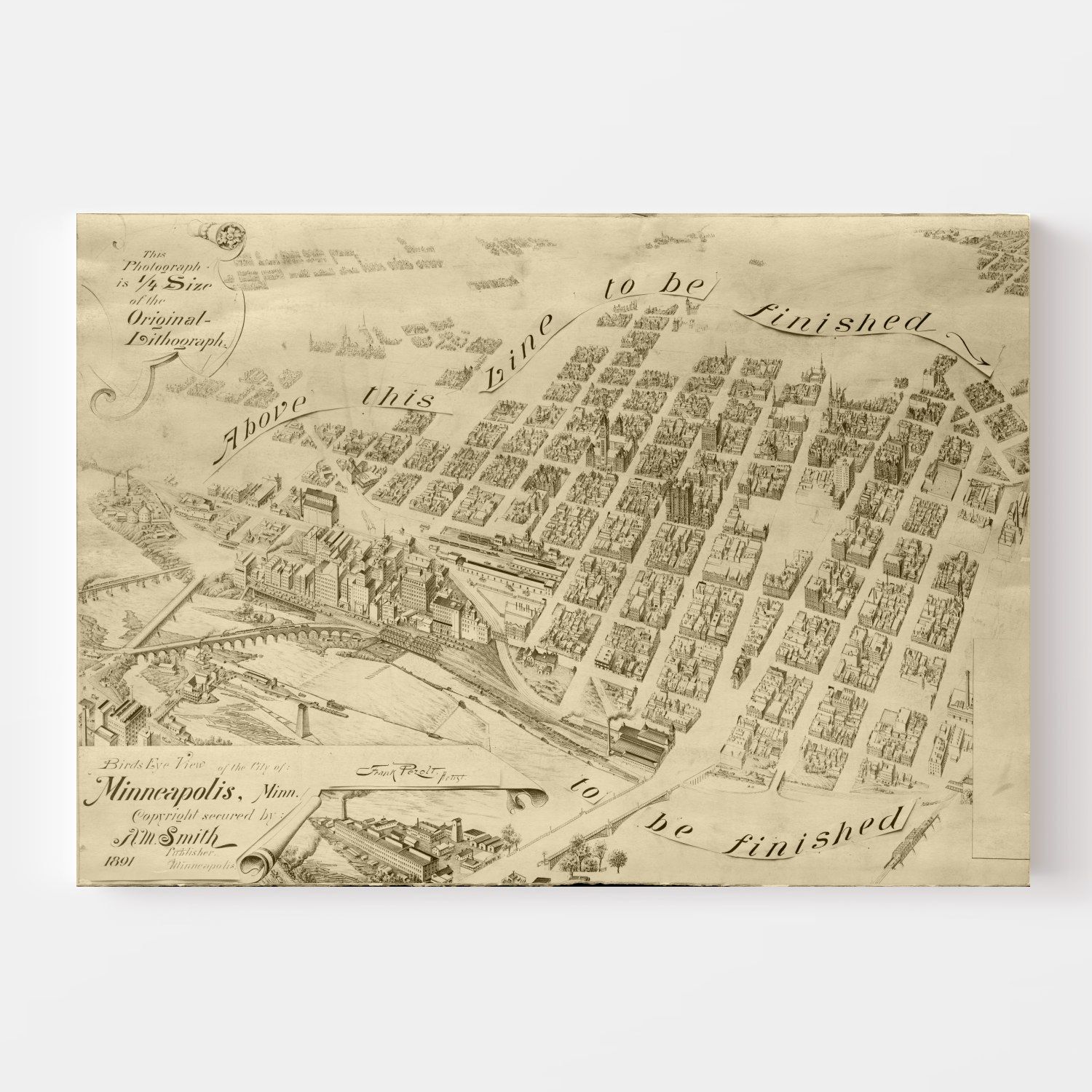 Vintage Map of Minneapolis, Minnesota 1891