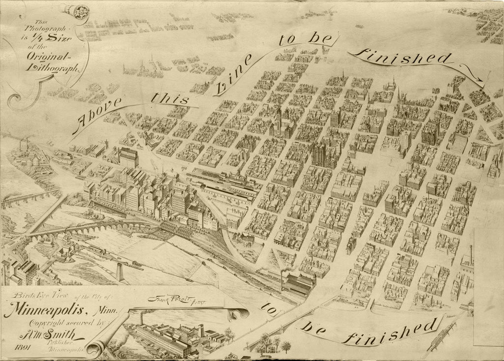 Vintage Map of Minneapolis, Minnesota 1891