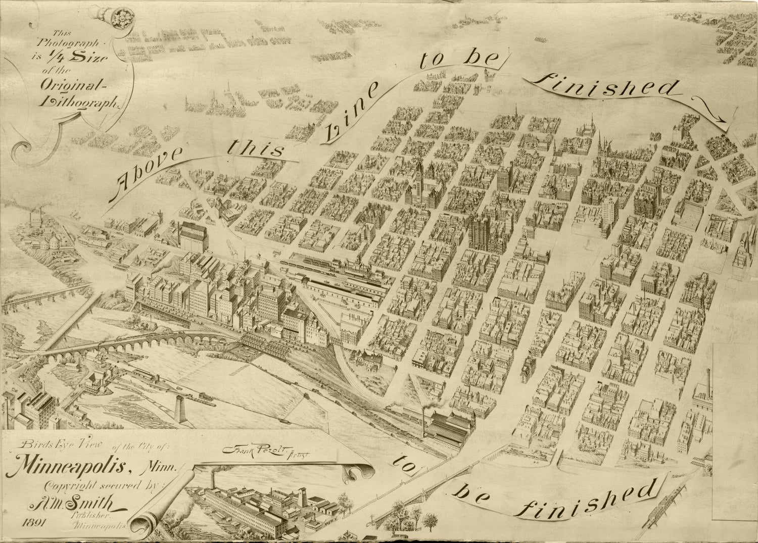 Vintage Map of Minneapolis, Minnesota 1891