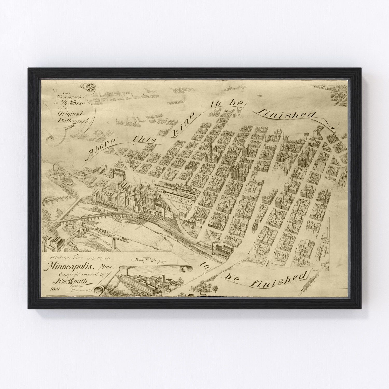 Vintage Map of Minneapolis, Minnesota 1891
